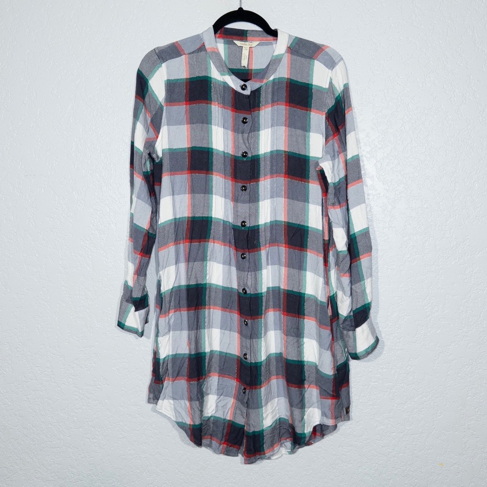 Matilda Jane Gray Coming To Town‎ Plaid Shirt Dress Size Large